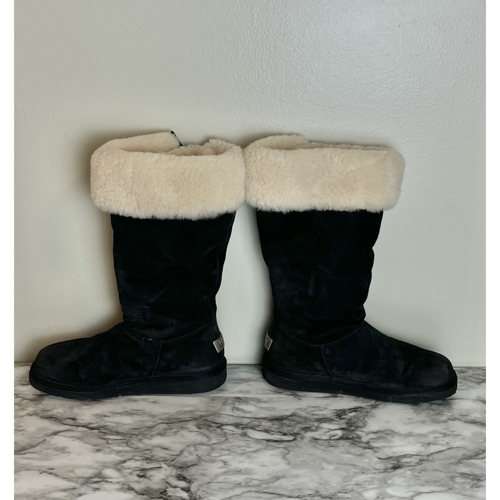 Ugg‎ Upside Black Sheepskin Shearling Fur Lined Boots Lace-Up Side Women's 8 - Picture 5 of 12